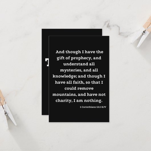 1 Korintiërs 13:2 Bijbelvers Wenskaart Kaart (Voorkant / Achterkant in situ)