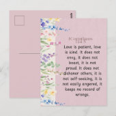 1 Korintiërs 13:4-5 Bijbelvers Afbeelding Briefkaart (Voorkant / Achterkant)