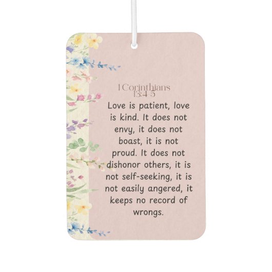 1 Korintiërs 13:4-5 Bijbelvers Afbeelding Luchtverfrisser (Voorkant)