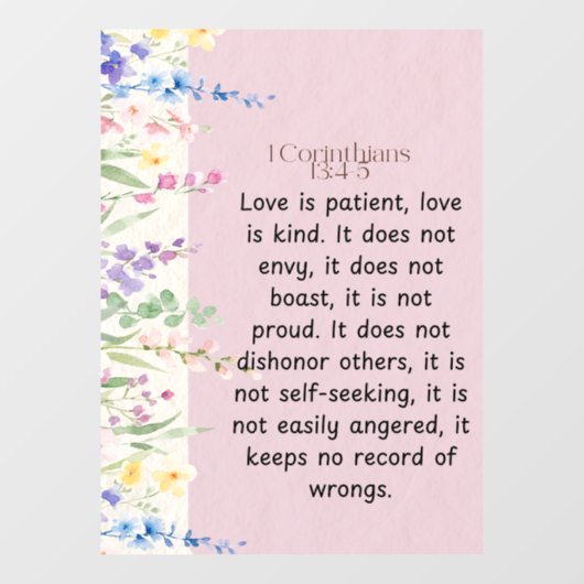 1 Korintiërs 13:4-5 Bijbelvers Afbeelding Raamsticker (Vel)