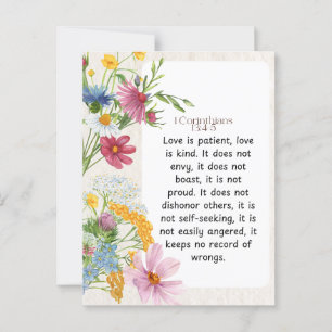 1 Korintiërs 13:4-5 Kalmerende Waterverf Ontwerp Briefkaart