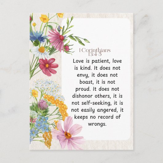 1 Korintiërs 13:4-5 Kalmerende Waterverf Ontwerp Briefkaart (Voorkant)