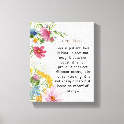 1 Korintiërs 13:4-5 Kalmerende Waterverf Ontwerp Canvas Afdruk (Voorkant)
