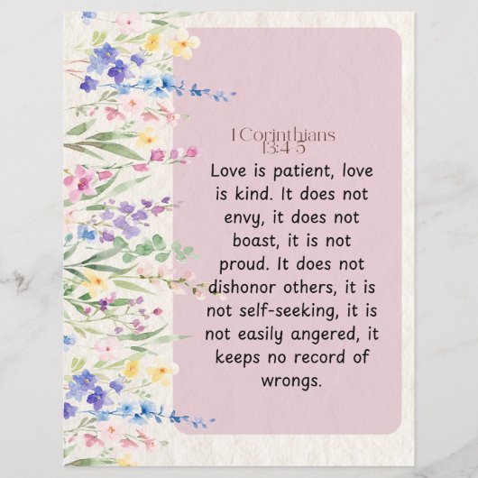 1 Korintiërs 13:4-5 Kalmerende Waterverf Ontwerp Flyer (Voorkant)