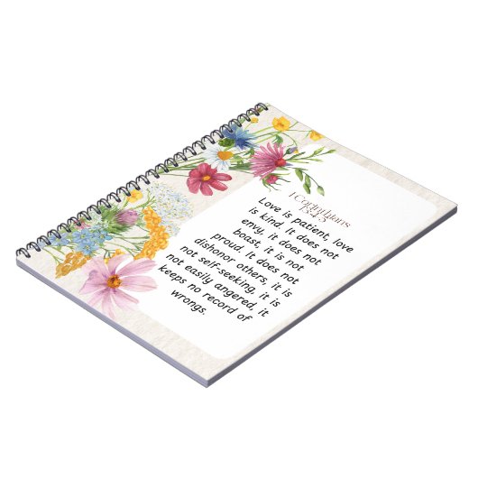 1 Korintiërs 13:4-5 Kalmerende Waterverf Ontwerp Notitieboek (Linkerzijde)