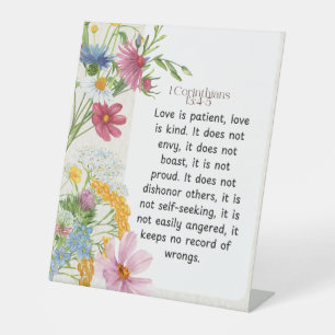1 Korintiërs 13:4-5 Kalmerende Waterverf Ontwerp Reclamebord Met Voetstuk