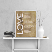 1 Korintiërs 13:4-8 Bijbelvers,  Beige Poster