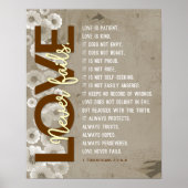 1 Korintiërs 13:4-8 Bijbelvers,  bloemen Poster (Voorkant)