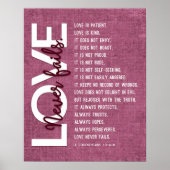 1 Korintiërs 13:4-8 Bijbelvers,  Bourgondië Poster (Voorkant)