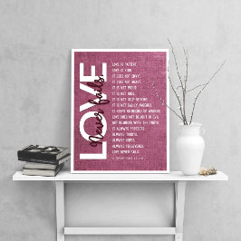 1 Korintiërs 13:4-8 Bijbelvers, Bourgondië Poster