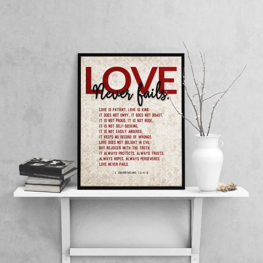 1 Korintiërs 13:4-8 Bijbelvers, Damask Poster