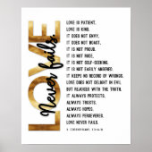 1 Korintiërs 13:4-8 Bijbelvers, goud-zwart-wit Poster (Voorkant)