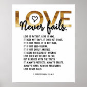 1 Korintiërs 13:4-8 Bijbelvers, goud-zwart-wit Poster (Voorkant)