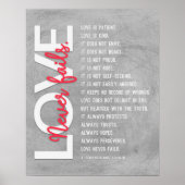 1 Korintiërs 13:4-8 Bijbelvers, grijs bekrast Poster (Voorkant)