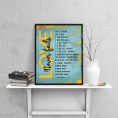 1 Korintiërs 13:4-8 Bijbelvers, Grunge blauw Poster