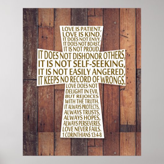 1 Korintiërs 13:4-8 Bijbelvers Liefde is Geduldig Poster (Voorkant)