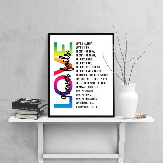 1 Korintiërs 13:4-8 Bijbelvers, Regenboogkleur Poster