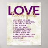 1 Korintiërs 13:4-8 Bijbelvers,  Rozen Poster (Voorkant)