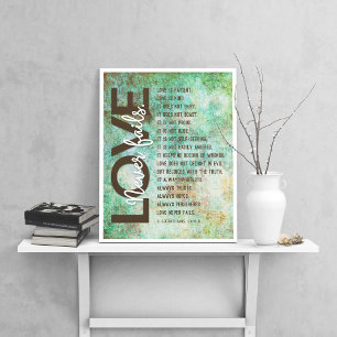 1 Korintiërs 13:4-8 Bijbelvers,  wervelig Poster