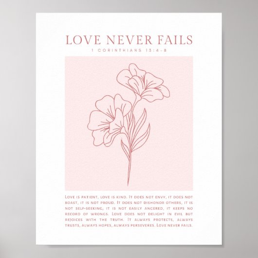 1 Korintiërs 13:4-8 Liefde faalt nooit Poster (Voorkant)