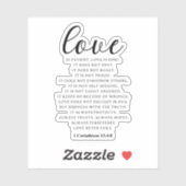 1 Korintiërs 13:4-8 Liefde faalt nooit Sticker (Vel)