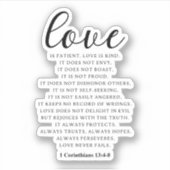 1 Korintiërs 13:4-8 Liefde faalt nooit Sticker (Voorkant)