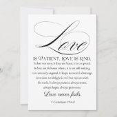 1 Korintiërs 13:4-8 Liefde is geduldig bruiloftsve Feestdagenkaart (Voorkant)