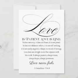 1 Korintiërs 13:4-8 Liefde is geduldig bruiloftsve Feestdagenkaart