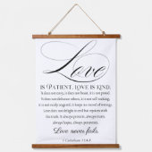 1 Korintiërs 13:4-8 Liefde is geduldig bruiloftsve Hangend Wandkleed (Voorkant)