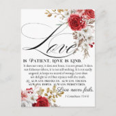 1 Korintiërs 13:4-8 Liefde is geduldige Bijbelse B Briefkaart (Voorkant)