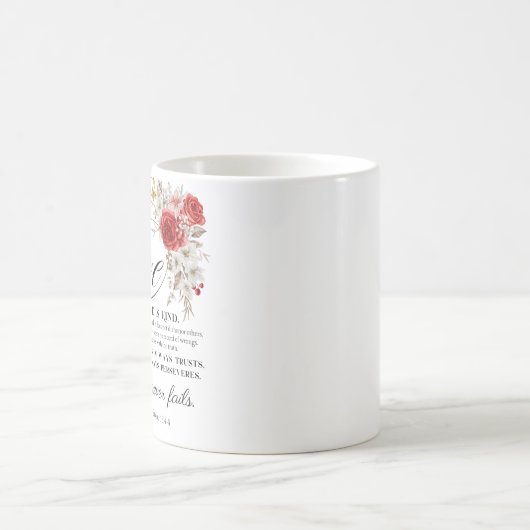 1 Korintiërs 13:4-8 Liefde is geduldige Bijbelse B Koffiemok (Center)