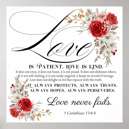 1 Korintiërs 13:4-8 Liefde is geduldige Bijbelse B Poster (Voorkant)