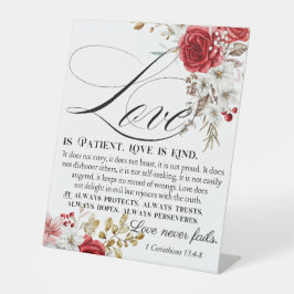 1 Korintiërs 13:4-8 Liefde is geduldige Bijbelse B Reclamebord Met Voetstuk