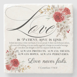 1 Korintiërs 13:4-8 Liefde is geduldige Bijbelse B Stenen Onderzetter