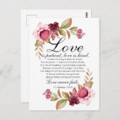 1 Korintiërs 13:4-8 Liefde is geduldige Bloemenbij Briefkaart (Voorkant / Achterkant)