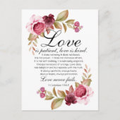 1 Korintiërs 13:4-8 Liefde is geduldige Bloemenbij Briefkaart (Voorkant)