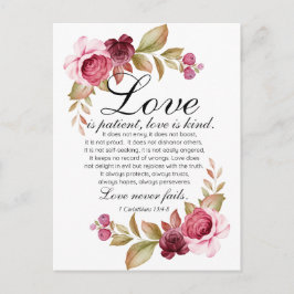 1 Korintiërs 13:4-8 Liefde is geduldige Bloemenbij Briefkaart