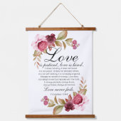 1 Korintiërs 13:4-8 Liefde is geduldige Bloemenbij Hangend Wandkleed (Voorkant)