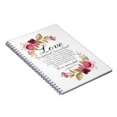 1 Korintiërs 13:4-8 Liefde is geduldige Bloemenbij Notitieboek (Rechterzijde)