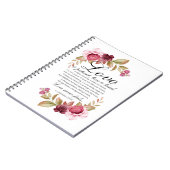 1 Korintiërs 13:4-8 Liefde is geduldige Bloemenbij Notitieboek (Linkerzijde)