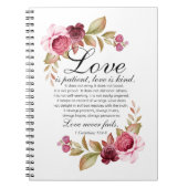 1 Korintiërs 13:4-8 Liefde is geduldige Bloemenbij Notitieboek (Voorkant)