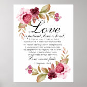 1 Korintiërs 13:4-8 Liefde is geduldige Bloemenbij Poster (Voorkant)