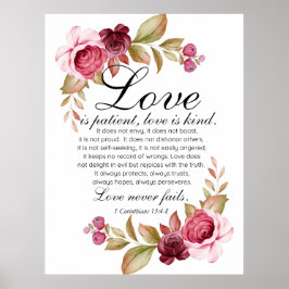 1 Korintiërs 13:4-8 Liefde is geduldige Bloemenbij Poster