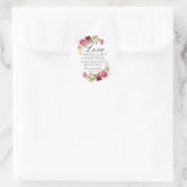 1 Korintiërs 13:4-8 Liefde is geduldige Bloemenbij Ronde Sticker (Tas)