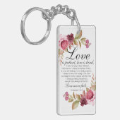 1 Korintiërs 13:4-8 Liefde is geduldige Bloemenbij Sleutelhanger (Voorkant Links)