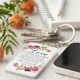 1 Korintiërs 13:4-8 Liefde is geduldige Bloemenbij Sleutelhanger
