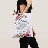 1 Korintiërs 13:4-8 Liefde is geduldige Bloemenbij Tote Bag (Dichtbij)