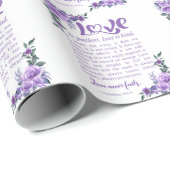 1 Korintiërs 13:4-8 Liefde is geduldige Paarse Blo Cadeaupapier (Rol Hoek)