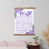 1 Korintiërs 13:4-8 Liefde is geduldige Paarse Blo Hangend Wandkleed (Slaapkamer)