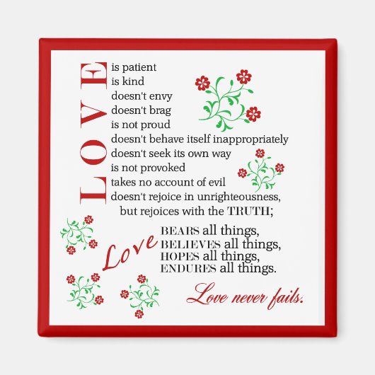 1 Korintiërs 13 4-8 | Liefde mislukt nooit Magneet (Voorkant)